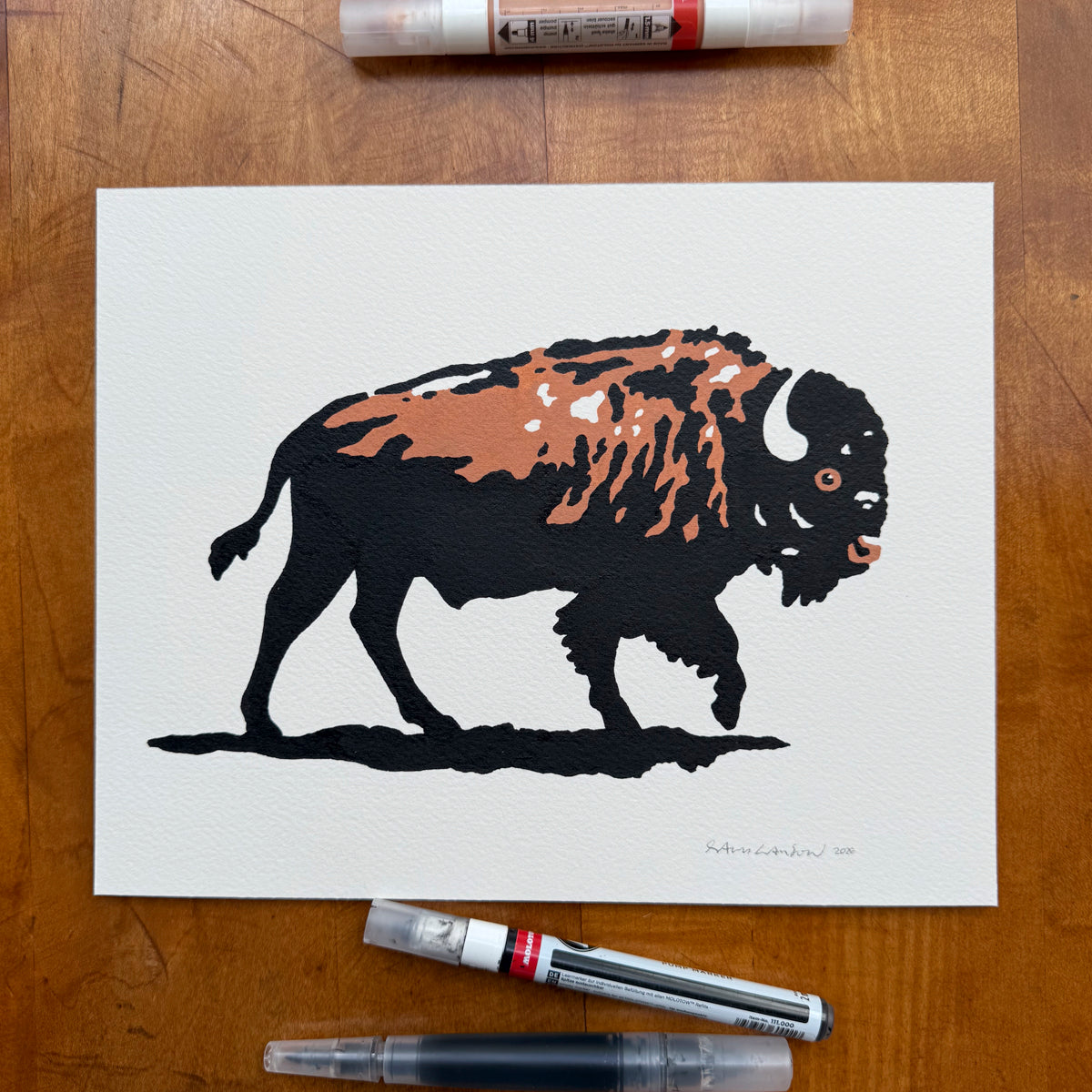 Plains King 10x8in Original Paint Pen Drawing