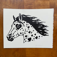 SOLD OUT. Mustang Hearts 10x8in Original Painting (Glossy Black)