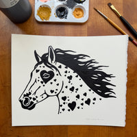 SOLD OUT. Mustang Hearts 10x8in Original Painting (Glossy Black)