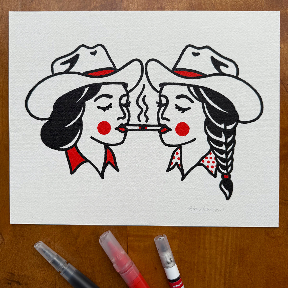 Share a Smoke 10x8in Original Paint Pen Drawing