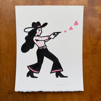 Heartstruck 8x10in Original Painting (Glossy Black/Pink)