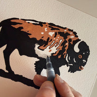 Plains King 10x8in Original Paint Pen Drawing