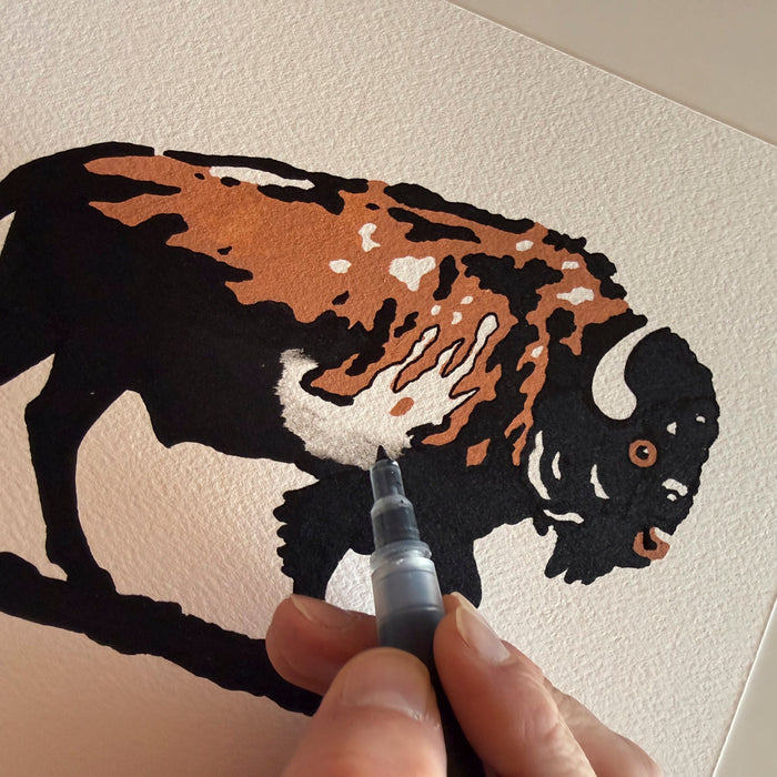 Plains King 10x8in Original Paint Pen Drawing