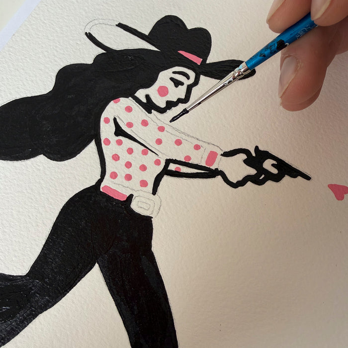 Heartstruck 8x10in Original Painting (Glossy Black/Pink)