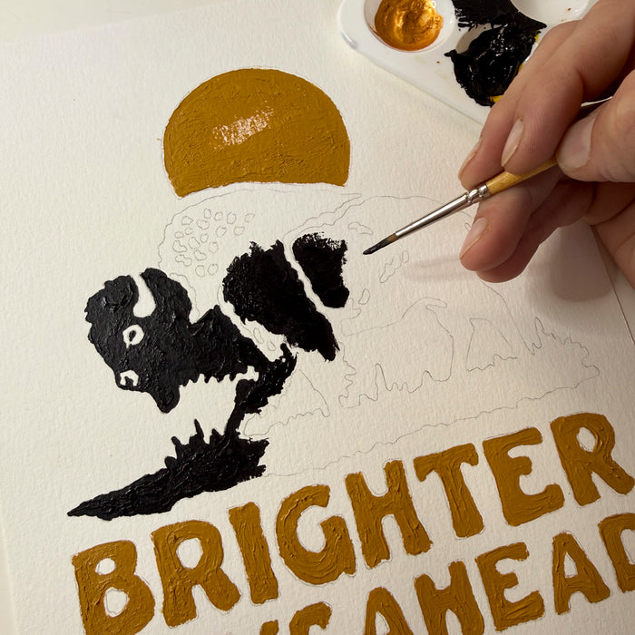 Brighter Days Bison 8x10in Original Painting