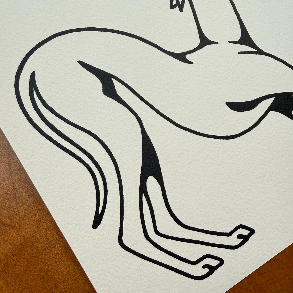 Greyhound Stretch 10x8in Original Paint Pen Drawing (Black)