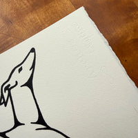 Greyhound Stretch 10x8in Original Paint Pen Drawing (Black)