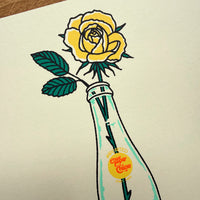 Yellow Rose Bottle - Signed 8x10in Silkscreen Print