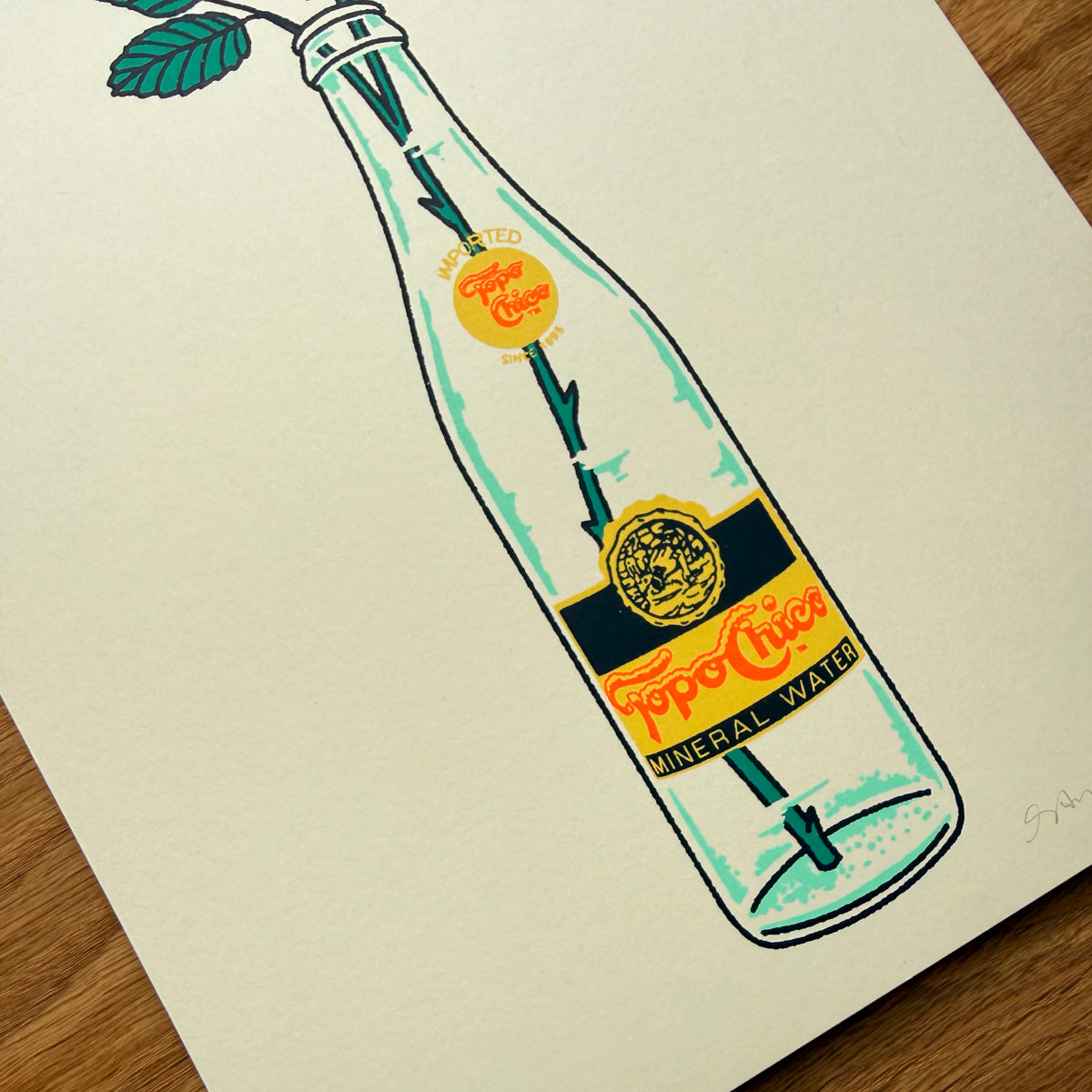 Yellow Rose Bottle - Signed 8x10in Silkscreen Print