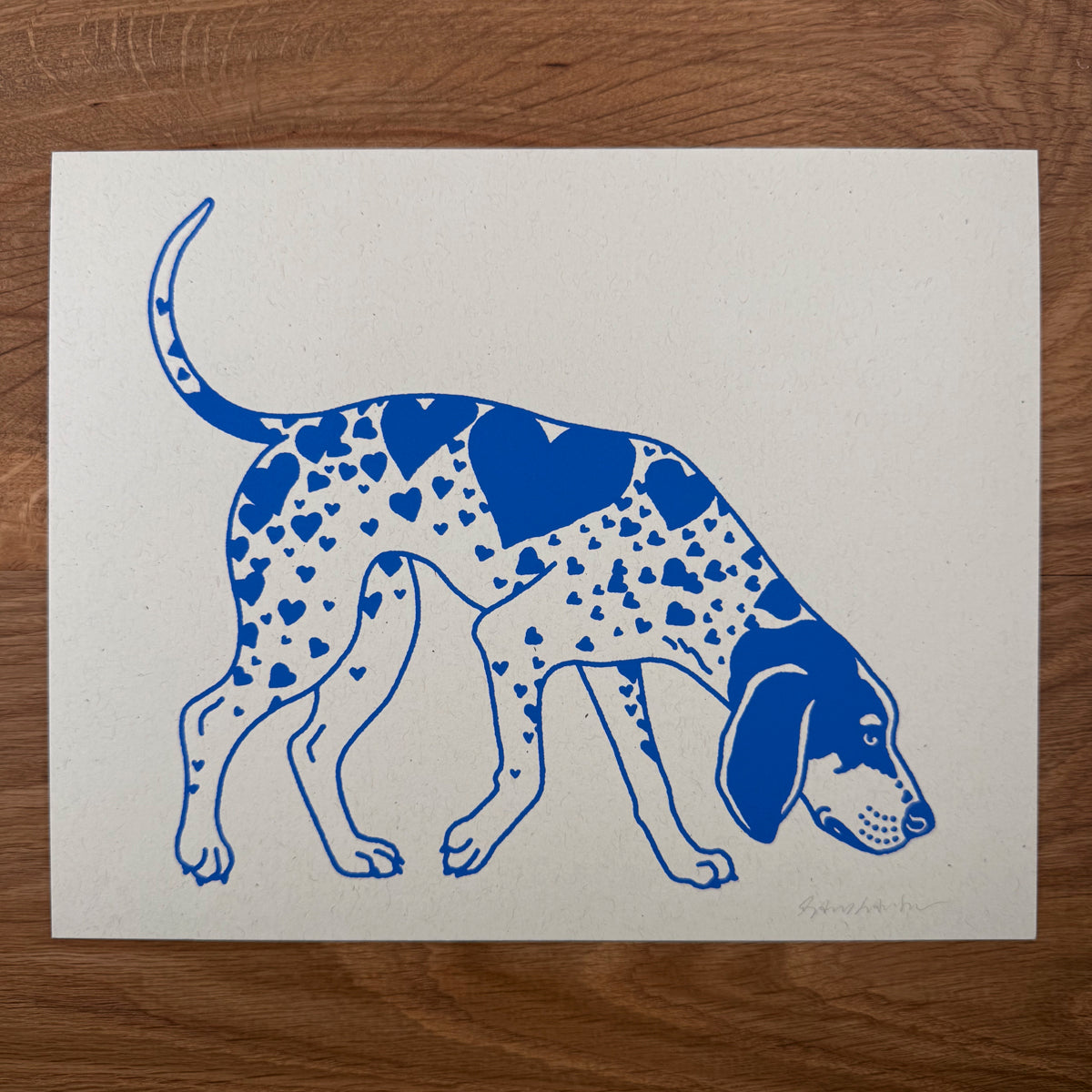 Bluetick Hearts - Signed 10x8in Silkscreen Print on Recycled Paper