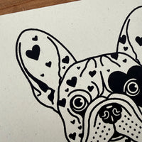 Frencie Hearts - Signed 10x8in Silkscreen Print on Recycled Paper