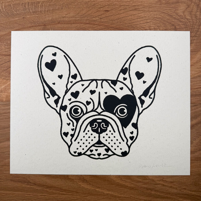 Frencie Hearts - Signed 10x8in Silkscreen Print on Recycled Paper
