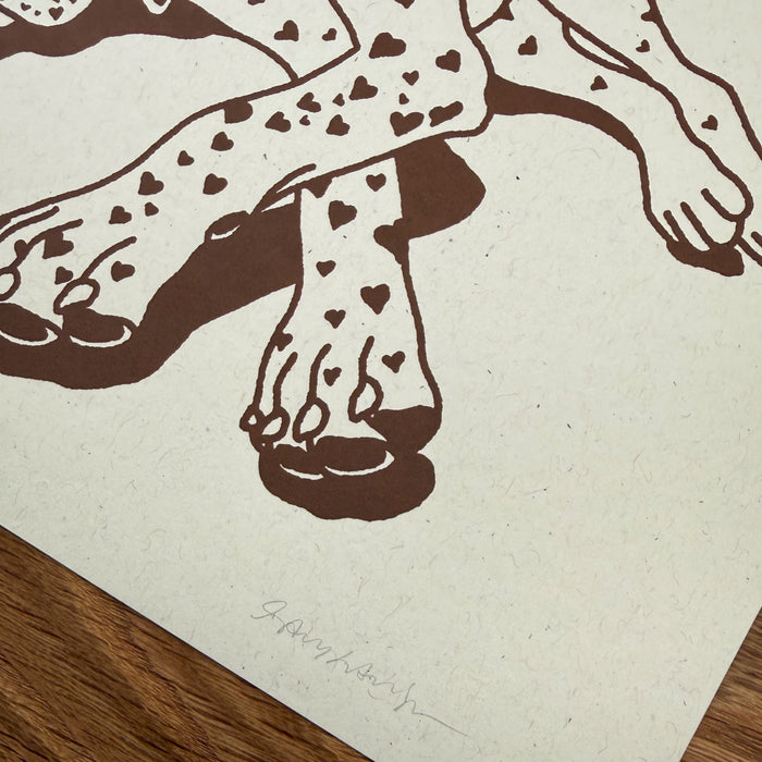 German Shorthaired Pointer Hearts - Signed 10x8in Silkscreen Print on Recycled Paper