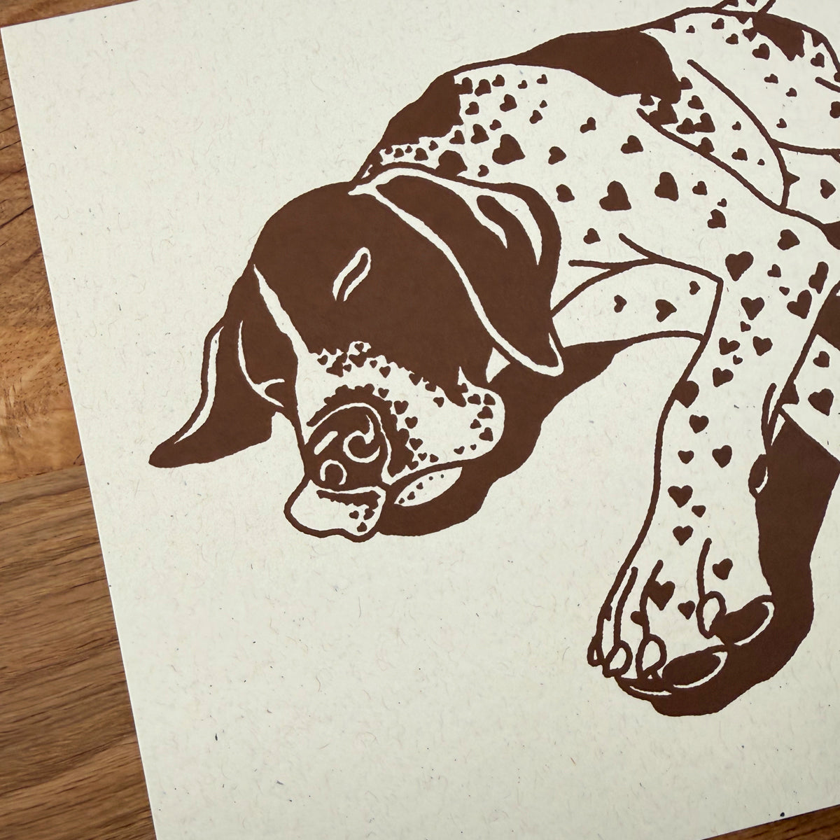 German Shorthaired Pointer Hearts - Signed 10x8in Silkscreen Print on Recycled Paper