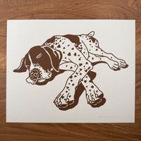 German Shorthaired Pointer Hearts - Signed 10x8in Silkscreen Print on Recycled Paper