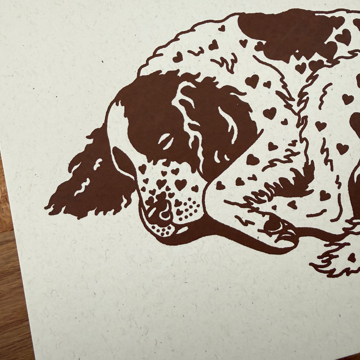 Spaniel Hearts - Signed 10x8in Silkscreen Print on Recycled Paper