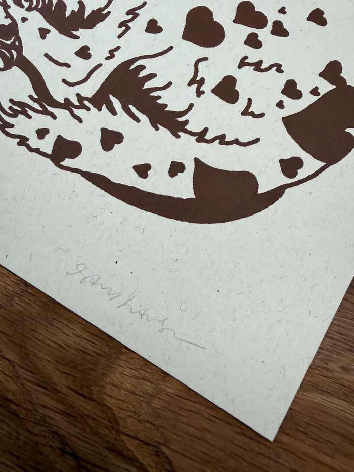 Spaniel Hearts - Signed 10x8in Silkscreen Print on Recycled Paper