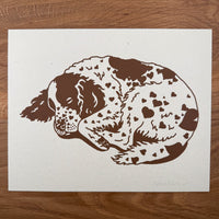 Spaniel Hearts - Signed 10x8in Silkscreen Print on Recycled Paper
