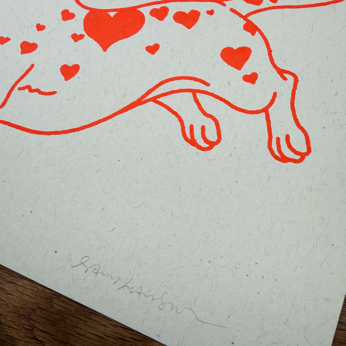 Doxie Hearts - Signed 10x8in Silkscreen Print on Recycled Paper