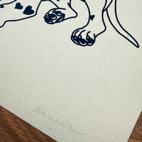 Pit Bull Hearts - Signed 10x8in Silkscreen Print on Recycled Paper