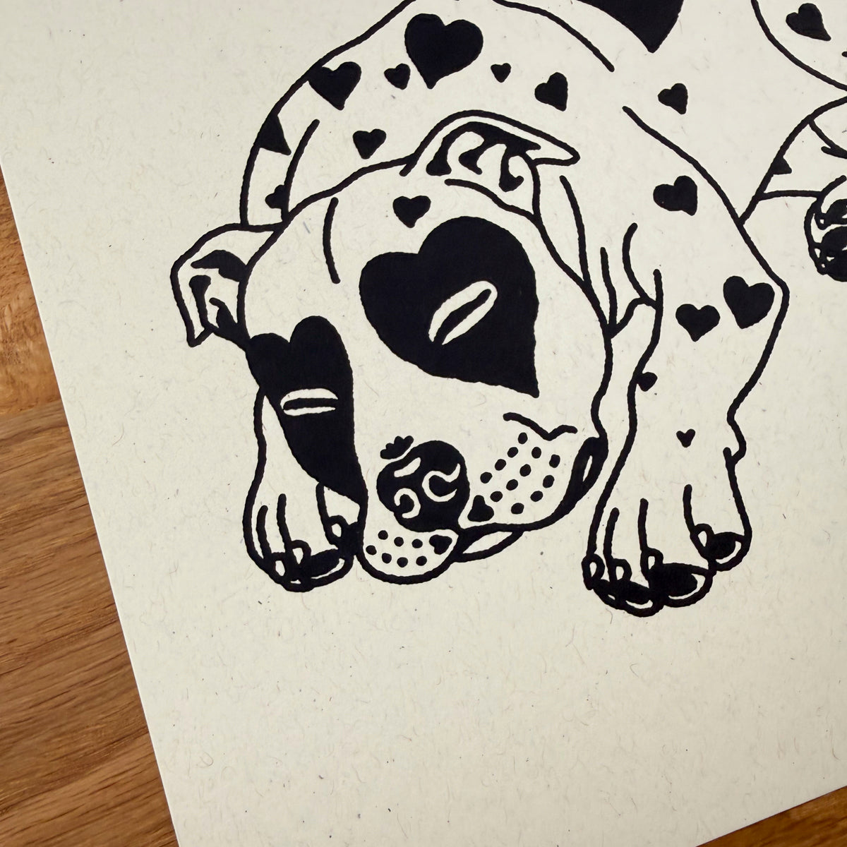 Pit Bull Hearts - Signed 10x8in Silkscreen Print on Recycled Paper