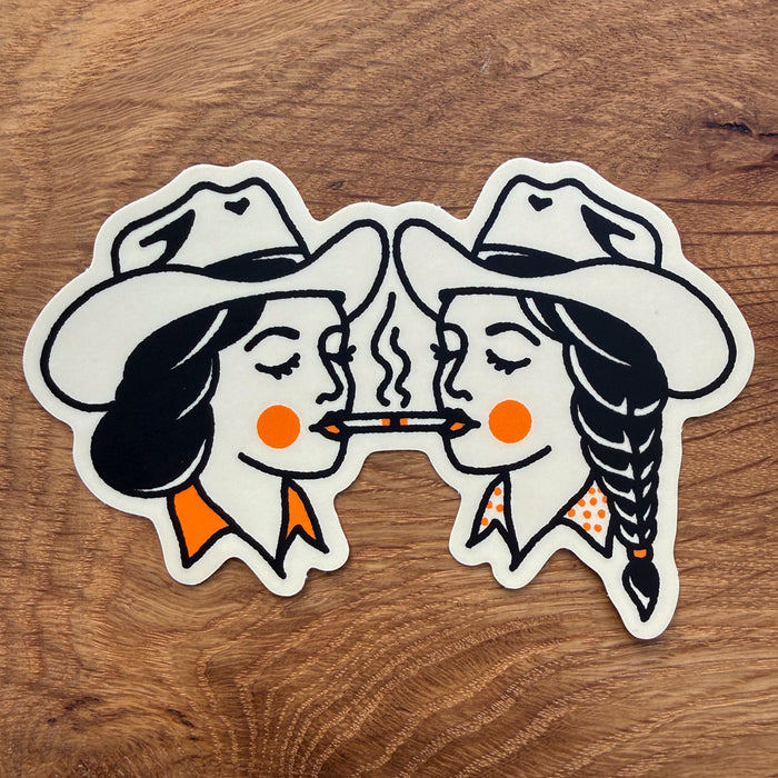 Share A Smoke (Cream) - 4 Inch Matte Western Cowgirl Sticker