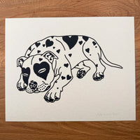 Pit Bull Hearts - Signed 10x8in Silkscreen Print on Recycled Paper