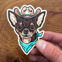 Brown Chihuahua Cowdog 3 Inch Matte Vinyl Sticker