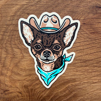 Brown Chihuahua Cowdog 3 Inch Matte Vinyl Sticker