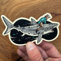 Shark Cowboy 4 Inch Matte Vinyl Sticker