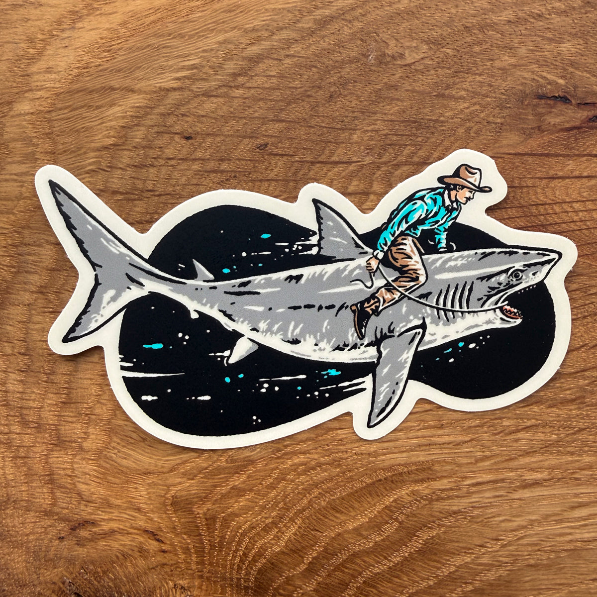 Shark Cowboy 4 Inch Matte Vinyl Sticker