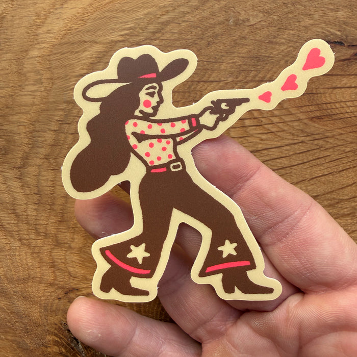 Lovestruck Cowgirl - 3 Inch Matte Vinyl Western Valentines Love Sticker