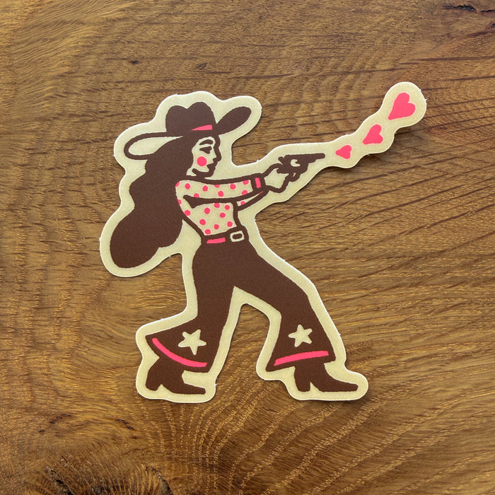 Lovestruck Cowgirl - 3 Inch Matte Vinyl Western Valentines Love Sticker