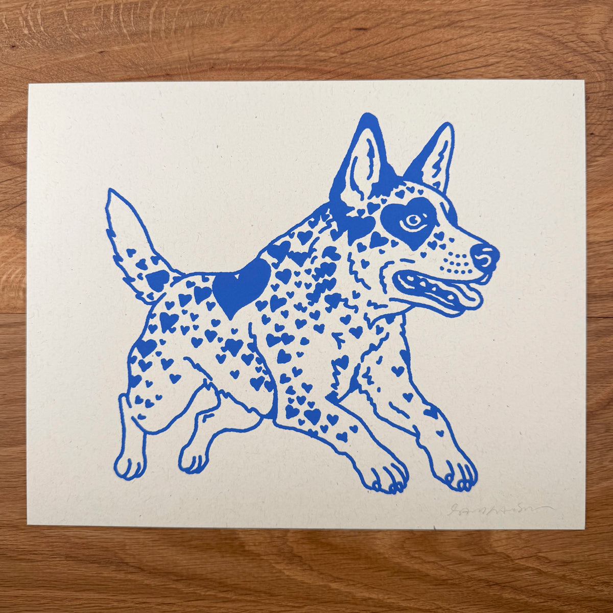 Heeler Hearts - Signed 10x8in Silkscreen Print on Recycled Paper