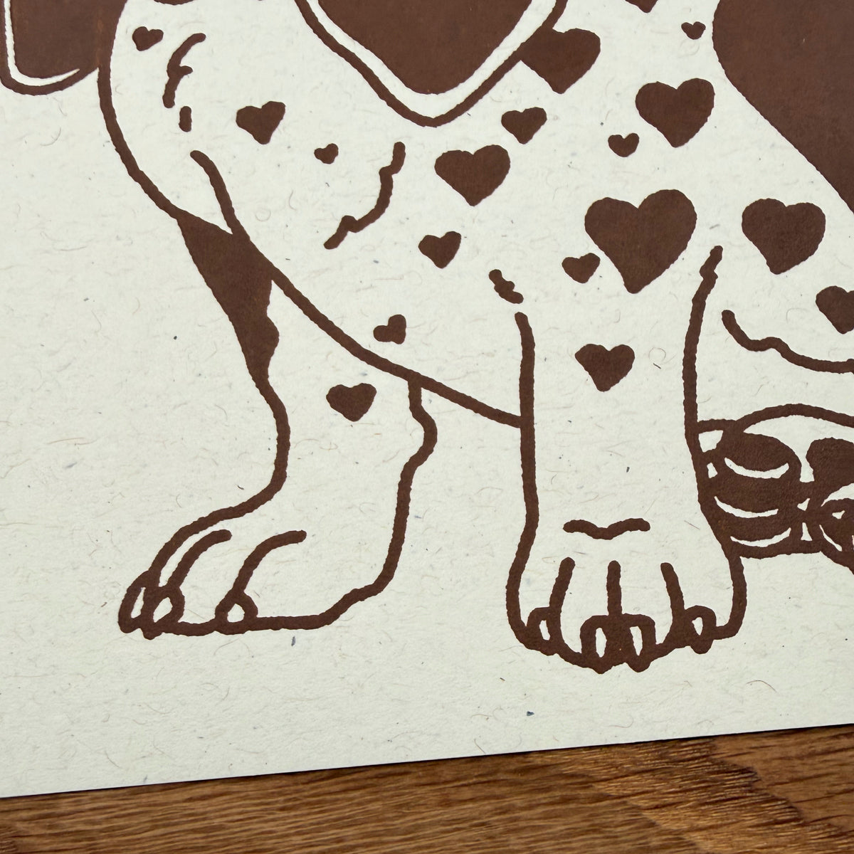 Basset Hound Hearts - Signed 10x8in Silkscreen Print on Recycled Paper