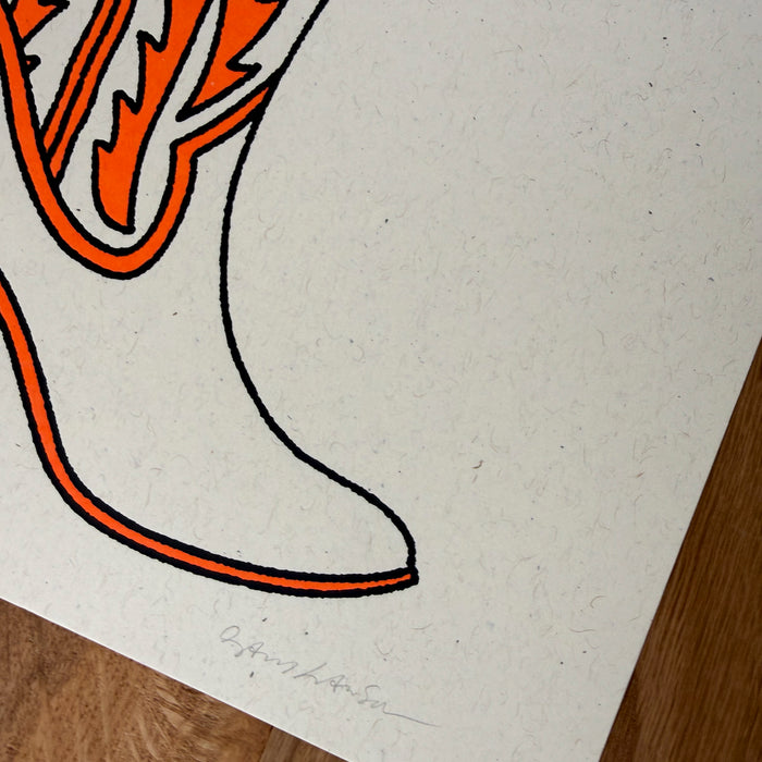California Poppy Boot - Signed 8x10in Silkscreen Print on Recycled Paper