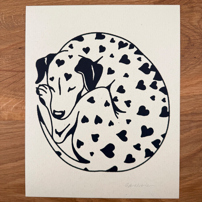 Dalmatian Hearts - Signed 8x10in Silkscreen Print on Recycled Paper
