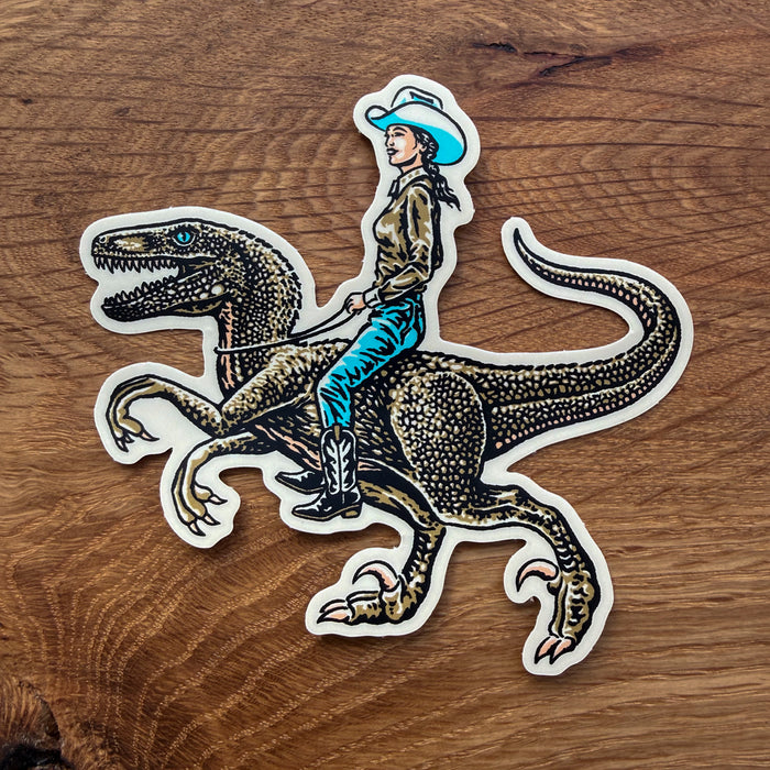 Raptor Cowgirl 4 Inch Matte Vinyl Sticker