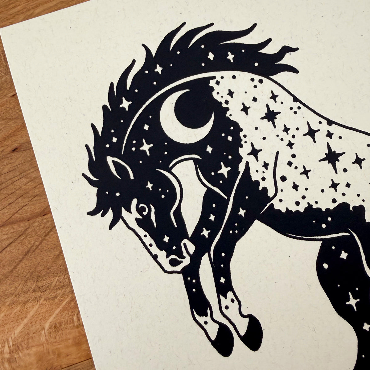 Midnight Buck Horse - Signed 8x10in Silkscreen Print on Recycled Paper
