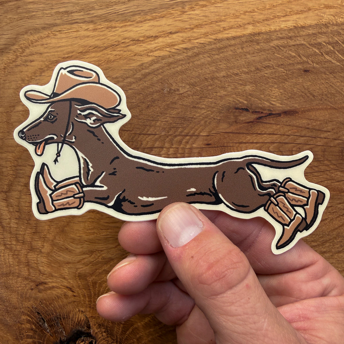Weenie Ruff Rider - 4 Inch Matte Vinyl Cowboy Dog Sticker