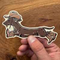 Weenie Ruff Rider - 4 Inch Matte Vinyl Cowboy Dog Sticker
