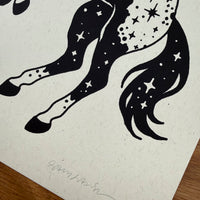 Midnight Buck Horse - Signed 8x10in Silkscreen Print on Recycled Paper