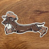 Weenie Ruff Rider - 4 Inch Matte Vinyl Cowboy Dog Sticker