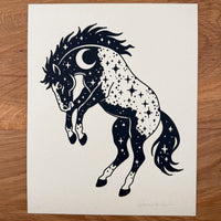 Midnight Buck Horse - Signed 8x10in Silkscreen Print on Recycled Paper