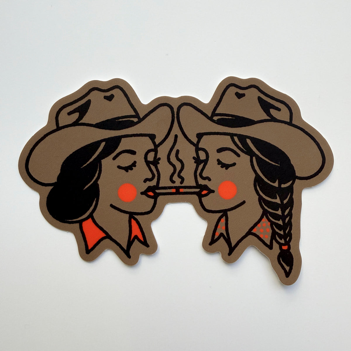 Share A Smoke - 4 Inch Matte Vinyl Western Smoking Cowgirls Sticker