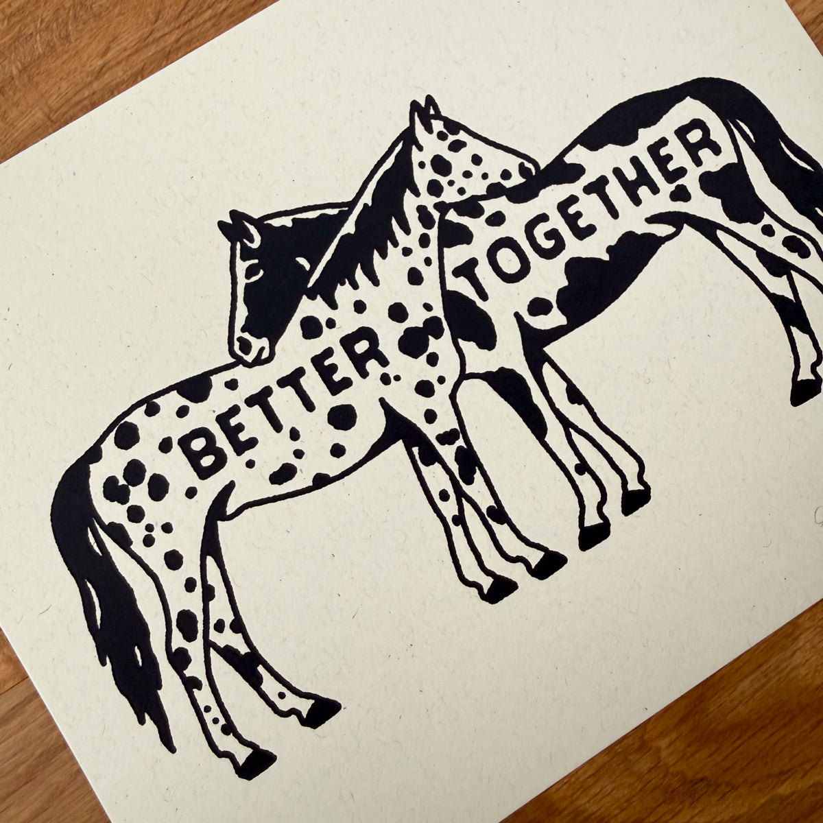 Better Together Horses - Signed 10x8in Silkscreen Print on Recycled Paper