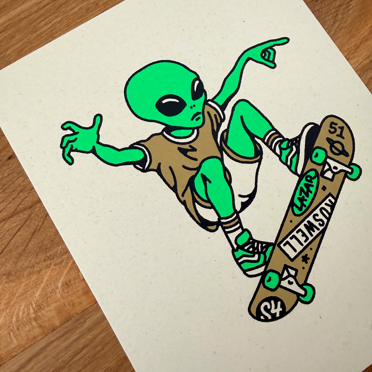 Skate Alien - Signed 8x10in Silkscreen Print on Recycled Paper