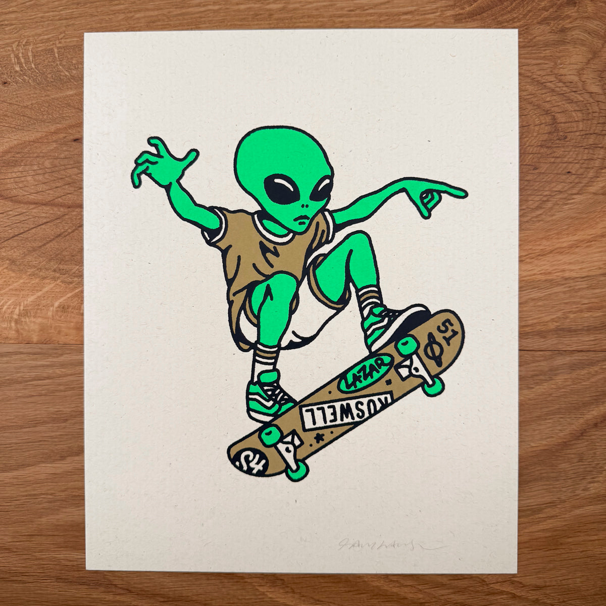 Skate Alien - Signed 8x10in Silkscreen Print on Recycled Paper