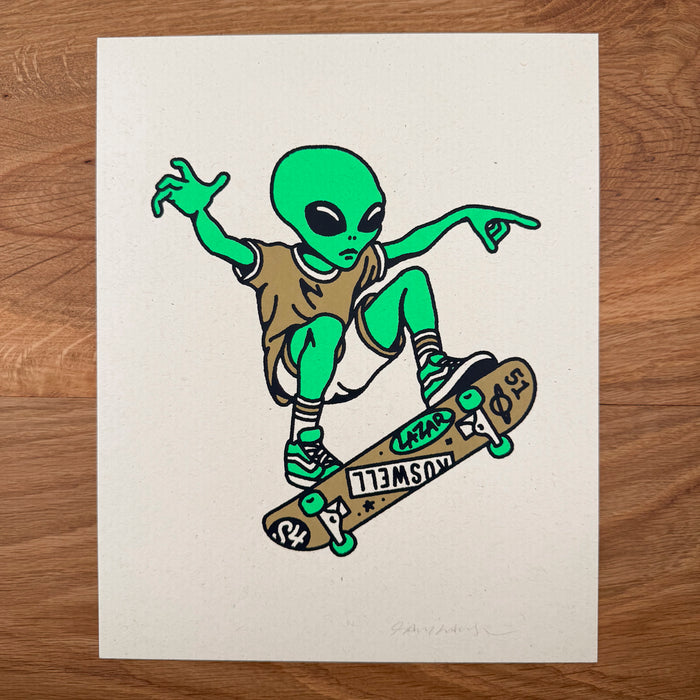 Skate Alien - Signed 8x10in Silkscreen Print on Recycled Paper