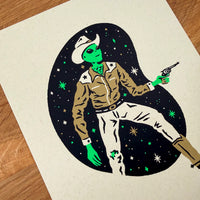 Western Alien Clyde - Signed 8x10in Silkscreen Print on Recycled Paper
